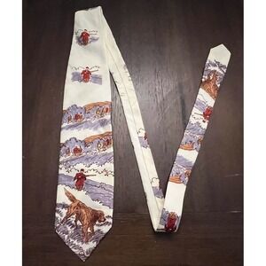 Vintage Beau Brummell Fashionaire Hunting Themed Tie‎ Dogs Rifle MCM Steketee's